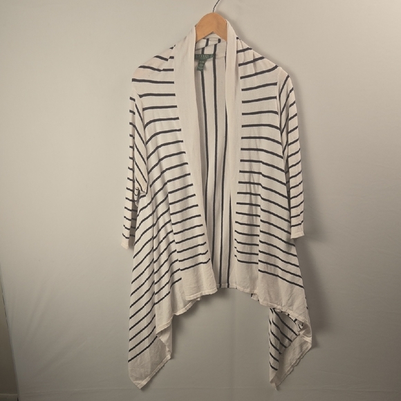 Ralph Lauren Sweaters - Ralph Lauren Striped Black and White Open Face Cardigan One Size Cotton Preppy